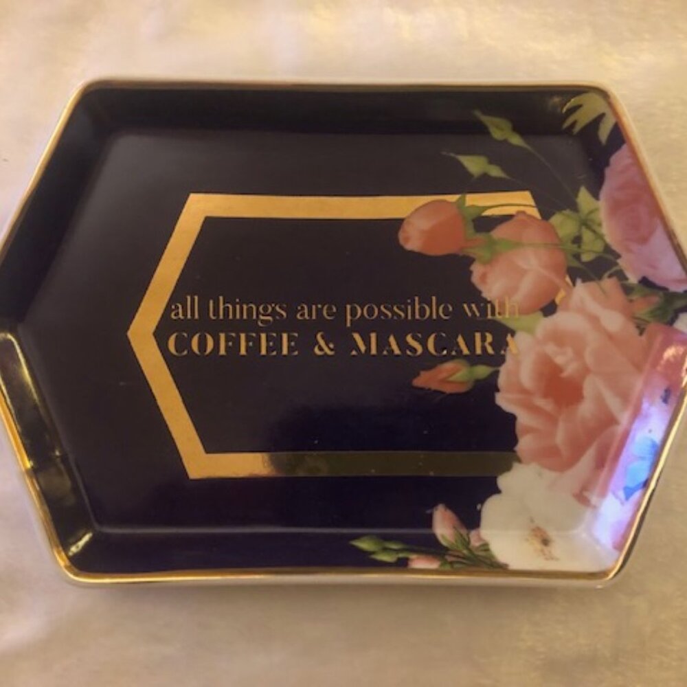 CUTE Rosanna Seven Sisters "all things are possible with COFFEE & MASCARA" Tray